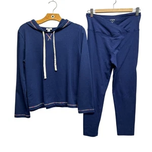 J.Crew Navy Lounge Set Hoodie & Leggings Size M - Picture 1 of 17