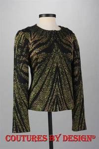 Giacca St John Knits Santana nera con perline sempreverde multi taglia 8 nuova con etichette prezzo al pubblico consigliato dal produttore $1395 - Foto 1 di 3