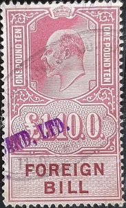 (GBR-1004) GB 1900 KEVII FACTURA EXTRANJERA INGRESOS £1 libra 10/- S. usado impuestos fiscales - Imagen 1 de 1