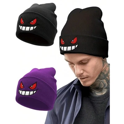 Bonnet hiver Gengar Pokémon tricoté chaud unisexe taille unique doux confortable - Photo 1/4