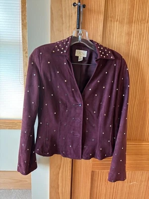 VINTAGE CACHE SOFT SUEDE 2 PIECE SUIT WITH STUDDED JACKET & PANTS -SIZE 2 !!!!!! - Image 1 of 4