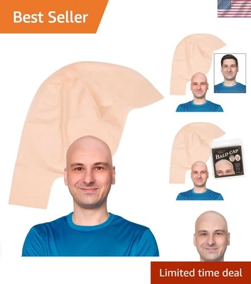 Gorra calva de látex beige tostado realista para adultos - perfecta para disfraces y disfraces Foto 1 de 4