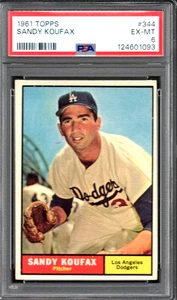 1961 TOPPS #344 SANDY KOUFAX LOS ANGELES DODGERS - PSA EX-MT 6 - CENTERED - Picture 1 of 2
