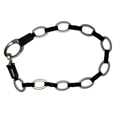 Cinto O-Ring Feminino Vintage Suzi Roher Médio Preto Metal Couro e Elástico 36 - Imagem 1 de 4