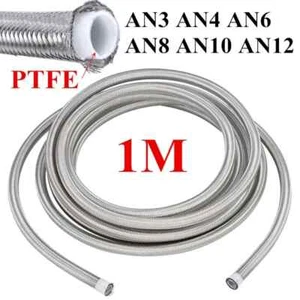 1M AN3 AN4 AN6 AN8 AN10 AN12 Acero Inoxidable Trenzado PTFE Manguera de Combustible Línea de Gas de Aceite - Imagen 1 de 13