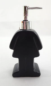 Hers Bathroom Soap Dispenser 9oz Matte Black Ceramic w/ Plastic Silver Pump - Picture 1 of 1