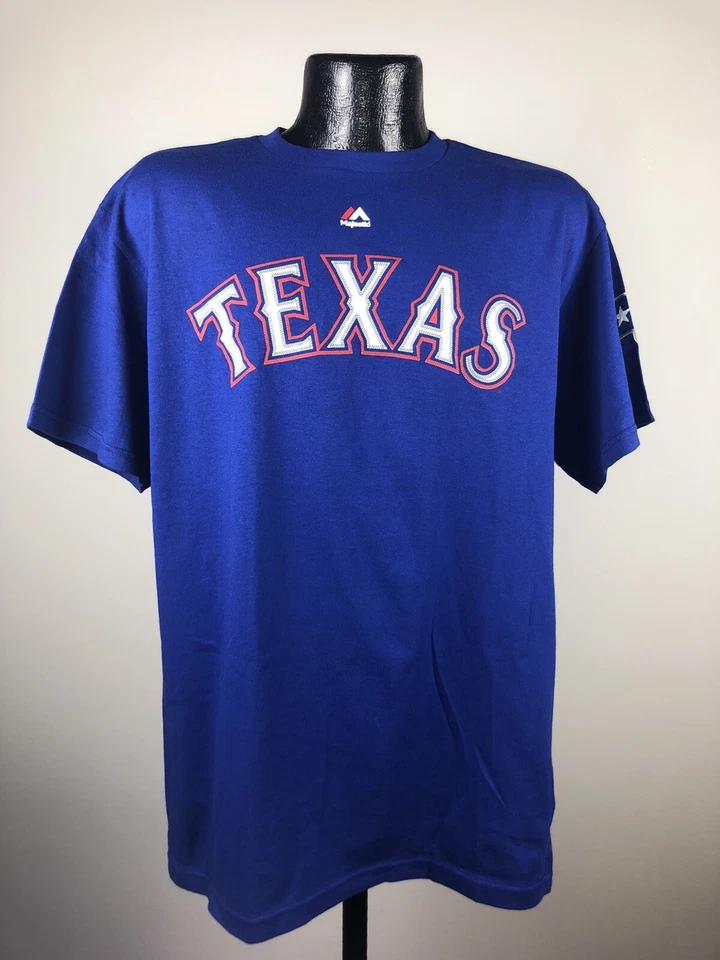 Men's Majestic Texas Rangers Royal #11 Yu Darvish Jersey Baseball T-Shirt NWT XL - Image 1 of 4