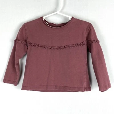Zara Baby девочек длинным рукавом футболка футболка 12-18 М месяцев ребенка ясельного возраста темно пыльный розовый - Изображение 1 из 4