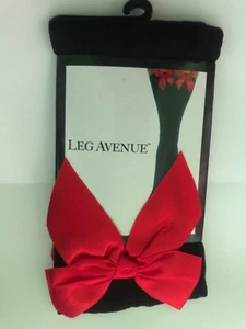 Black opaque stockings with red bow Leg Avenue - Picture 1 of 4