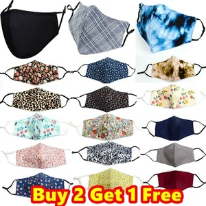 Unisex 100% Algodón Moda Máscara Facial Lavable Reutilizable Transpirable Cubierta - Imagen 1 de 46