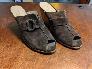 Robert Clergerie Diouft Brown Slides with 3-1/2" Heels Size 10B - Never Worn - Picture 1 of 3