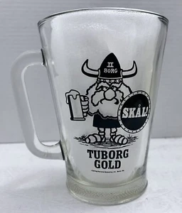 Wikinger Krieger Tuborg Gold Skal! Glas Becher 7" Höhe x 5" Tiefe Vintage Werbung - Bild 1 von 18