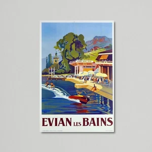 Vintage Reiseplakat - Evian Les Bains Spa, Frankreich von Lucien Peri um 1937 - Bild 1 von 12
