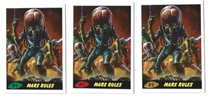 MARS ATTACKS OCCUPATION P1 GOLD/RED/GREEN PROMO CARD SET MARS RULES TOPPS 2015 - Picture 1 of 8