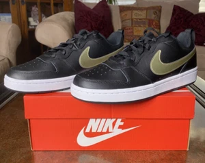 Nike Court Borough Low 2 Black Gold Lifestyle Sneakers BQ5448-011 Youth Sizes - Picture 1 of 8