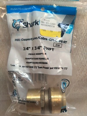 SharkBite 3/4"x3/4" FNPT Female Adaptor Brass Model U088LFA - Image 1 of 4