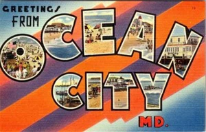 MD, Maryland  OCEAN CITY LARGE LETTER LINEN Greetings   ca1940's Postcard - Picture 1 of 2