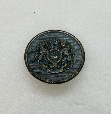 Rare 1950s Royal Crown Double Lion Emblem Crest Coat Metal Button 1.25” - 27 - Image 1 of 4