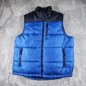 Outdoor Life Puffer Vest Large Blue Color Block Fleece Outdoor Hiking Activewear - Picture 1 of 11