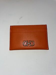 New Salvatore Ferragamo Men's CC Holder Wallet Credit Card Orange with box