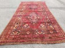 Vintage Distressed Hand Made Traditional Oriental Wool Red Rug 194x98cm