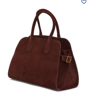 Bolso de Bowling Margot New York 100% Gamuza Marrón Chocolate Doble Asa Superior Nuevo con Etiquetas Foto 1 de 4