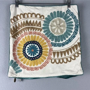 Pier 1 Imports Set of 2 Throw Pillow Cover Sham Floral Embroidered Decor 17x17 - Picture 1 of 12