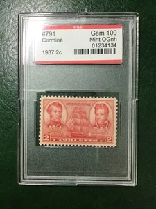 US #791 2c Navy Issue Carmine Gem NH PSE Graded 100 ENCAPSULATED (1937) - Picture 1 of 1