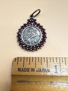 Czechoslovakian Garnet Aquarius Sign Pendant - Picture 1 of 3