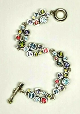 Patricia Locke 7 1/2" Swing Bracelet Silver Plate Joy Swarovski Crystals NWOT - Image 1 of 4