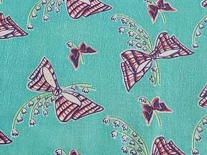 Vintage Feedsack Bows Flowers Teal Background Floral Novelty Feed Sack 37 x 44 - Picture 1 of 5