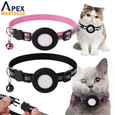 1/2pcs Airtag Dog Cat Collar Holder Anti Lost Pets Reflective Protector w/ Bell - Image 1 of 4