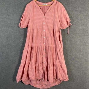 Just Jeans Dress Womens 10 Pink Shirt Tiered Coastal Midi Office Career City 3Y - Picture 1 of 13