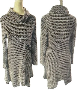 IC by CONNIE K Women Mock Neck Dress Sz M Asymmetric Long Sleeve Artistic Gothic - Picture 1 of 17