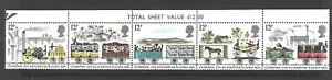 1980 - SG1113-1117 12p Strip of 5 Railways U/M - Imagen 1 de 1