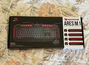 iBuyPower Ares M1 Gaming Keyboard Spill Resist Black Red Multimedia Keys Unused - Picture 1 of 5