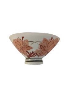 Vintage japanische orange & weiß glasierte handbemalte Reis "Chawan" Schüssel - Bild 1 von 4