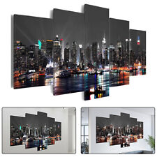 5 Pieces Canvas Wall Art Poster Print Modern City Night Painting Home Decor 