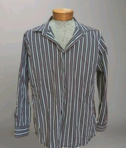 Men's APT. 9 Button Dress Shirt Size XL Dark & Light Gray Burgundy Stripe - Picture 1 of 8