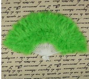 28 Staves Lime Green Feather Fan Marabou Fan Decoration Fan Wedding Fan - Picture 1 of 2