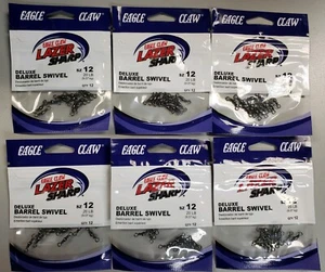 6- Eagle Claw Lazer Sharp Barrel Swivel Black Size 12- 20 lb SLBBK-12   BR5 - Picture 1 of 1