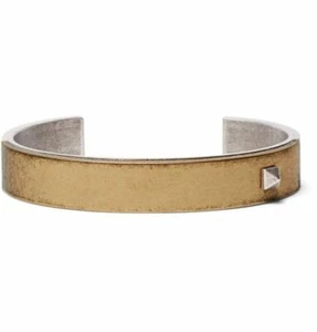 NEW Valentino Silver & gold tone Cuff burnished metallic men rockstud enameled - Picture 1 of 3