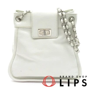 CHANEL 2.55 ChainShoulder Bag leather Shoulder Bag white USED - Picture 1 of 10
