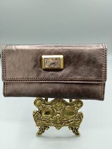 Marc By Marc Jacobs Brown Metallic Leather Fold Over Wallet