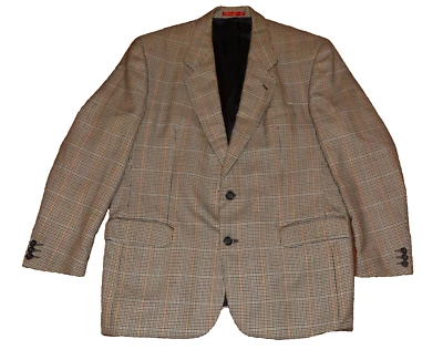 DEBENHAMS & FREEBODY Vintage Brown Check Wool Blazer Jacket Mens Large 44 - Image 1 of 4