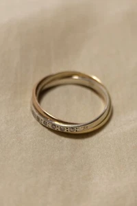 Vintage Echt Gold Ring 333 8kt Bandring Tricolor Diamanten Brillianten Roségold - Bild 1 von 17
