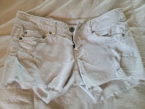 American Eagle Distressed Jean Shorts, Size 2, White - Picture 1 of 6