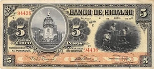 Mexico / Hidalgo 5 Pesos 21.4.1914 Series C Circulated Banknote Qash9 - Picture 1 of 2