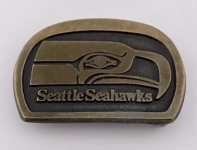 Vintage Seattle Seahawks Football Solid Brass Belt Buckle Unbranded - Image 1 of 4