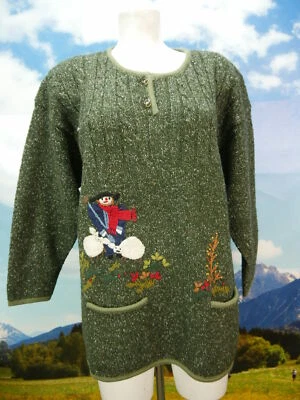 blue seven Women grün Strickpullover mit Stickerei Trachtenjacke Jacke Gr.42 - Bild 1 von 4